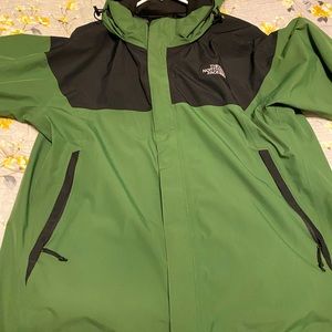 North Face Green All Weather Jacket With Inner Fleece Jacket